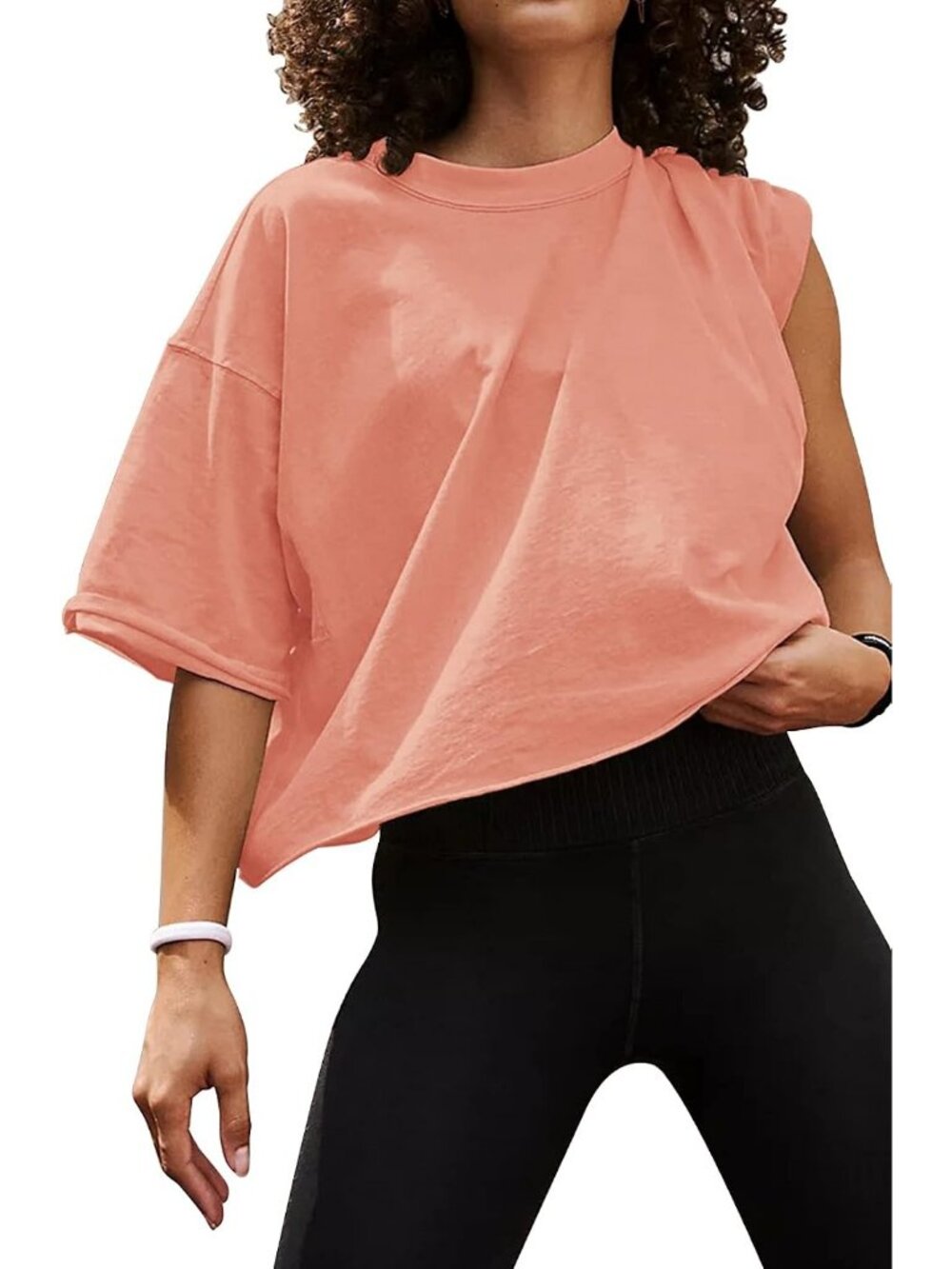 Women's Incarnadine Pink Crew Neck Short Sleeve Crop Tops Casual Basic Tee Shirt